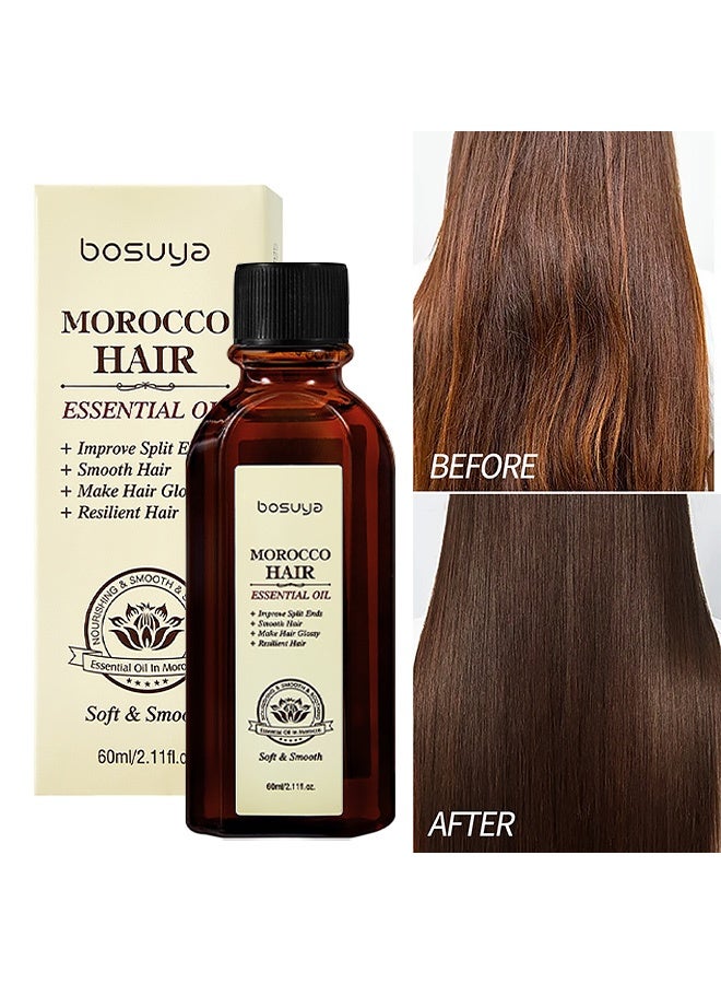 BOSUYA Morocco Hair Care Essential Oil Non-Soap Hair Treatment Nourishing and Smoothening Hair Repair for Dry and Rough Hair Moisturizing Essence 60ml - Image 1
